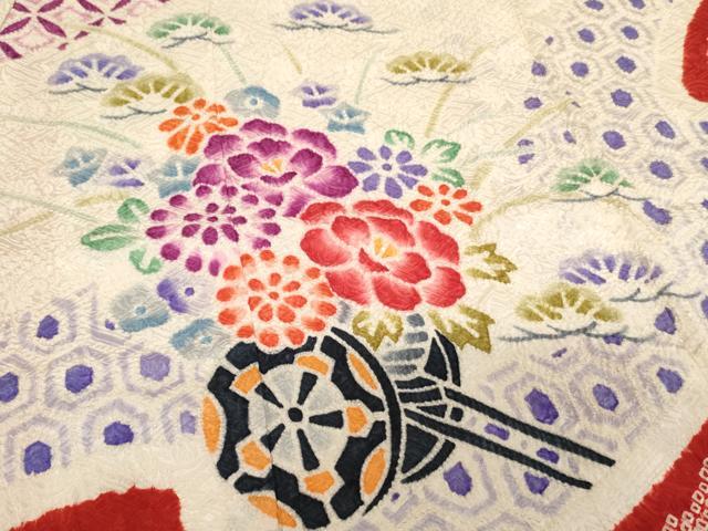 平和屋着物∵女の子 十三参り 子供 祝着 総絞り 花車文 正絹 逸品 AABH2873ja