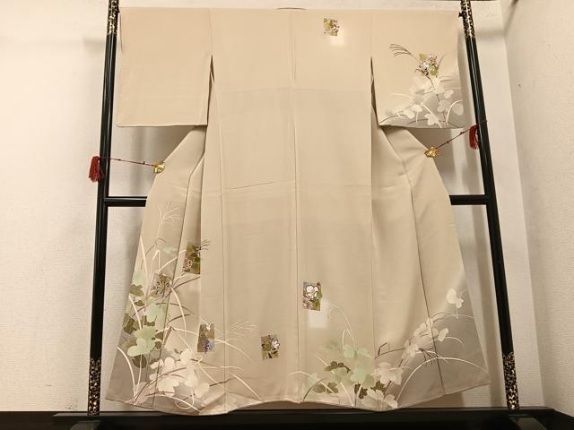 平和屋着物●訪問着 友禅 刺繍 色紙草花文 暈し染め 金銀彩 正絹 逸品 AABH3004ph