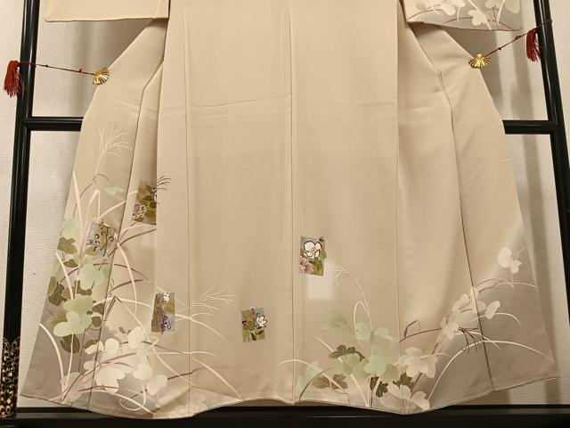 平和屋着物●訪問着 友禅 刺繍 色紙草花文 暈し染め 金銀彩 正絹 逸品 AABH3004ph