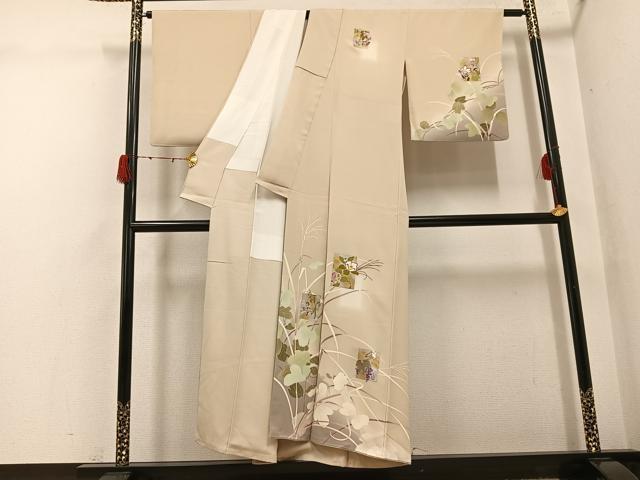 平和屋着物●訪問着 友禅 刺繍 色紙草花文 暈し染め 金銀彩 正絹 逸品 AABH3004ph