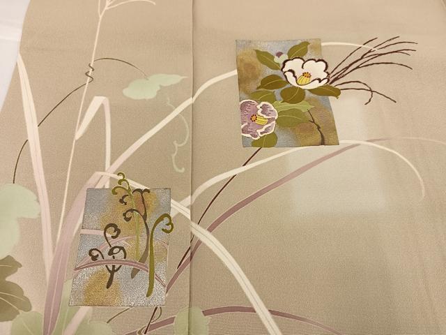 平和屋着物●訪問着 友禅 刺繍 色紙草花文 暈し染め 金銀彩 正絹 逸品 AABH3004ph