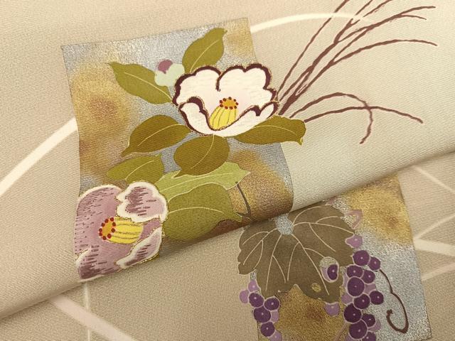 平和屋着物●訪問着 友禅 刺繍 色紙草花文 暈し染め 金銀彩 正絹 逸品 AABH3004ph