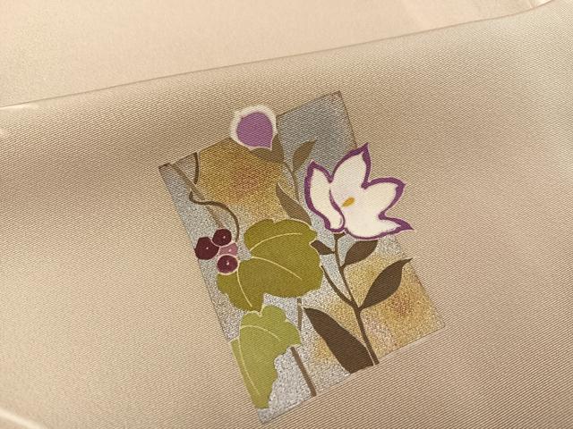 平和屋着物●訪問着 友禅 刺繍 色紙草花文 暈し染め 金銀彩 正絹 逸品 AABH3004ph
