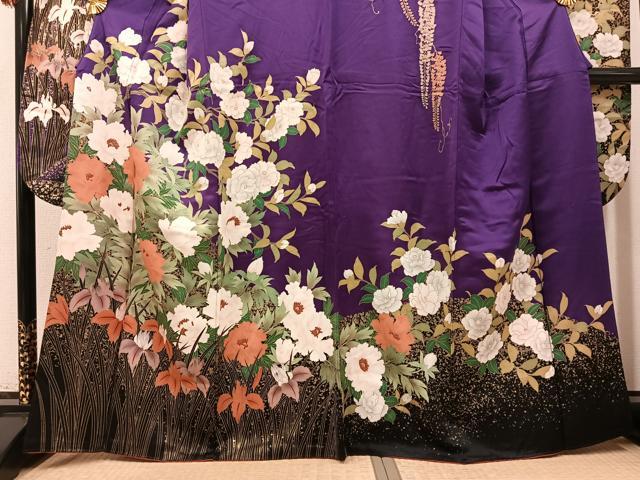 平和屋着物●豪華振袖 草花文 金彩 正絹 逸品 AABH3005ph