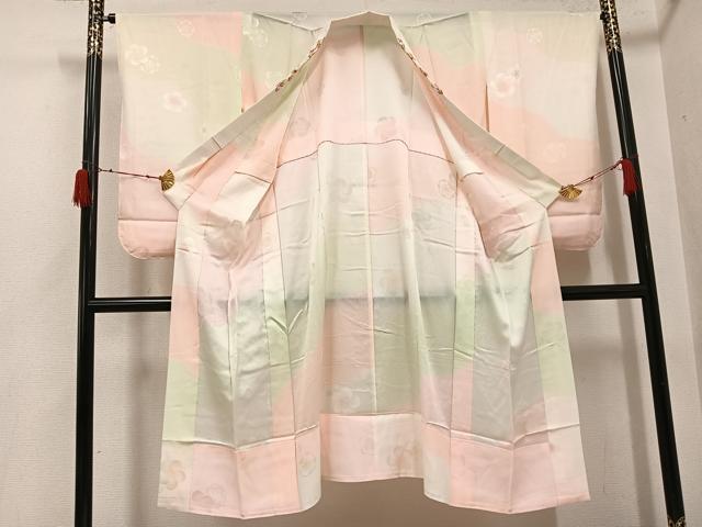 平和屋着物●長襦袢 無双仕立て 梅地紋 暈し染め 半衿刺繍 正絹 逸品 AABH3012ph
