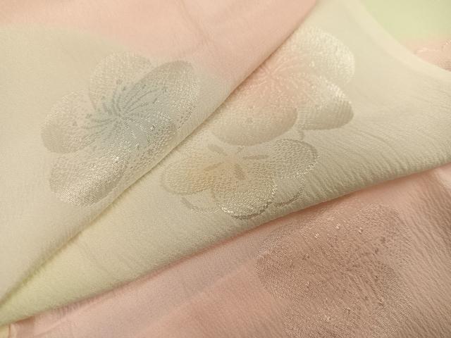 平和屋着物●長襦袢 無双仕立て 梅地紋 暈し染め 半衿刺繍 正絹 逸品 AABH3012ph