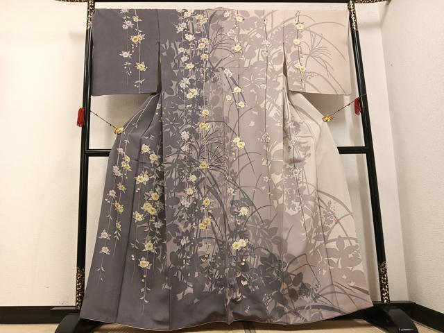平和屋着物●訪問着 作家物 手描き 枝花文 正絹 逸品 AABH3013ph