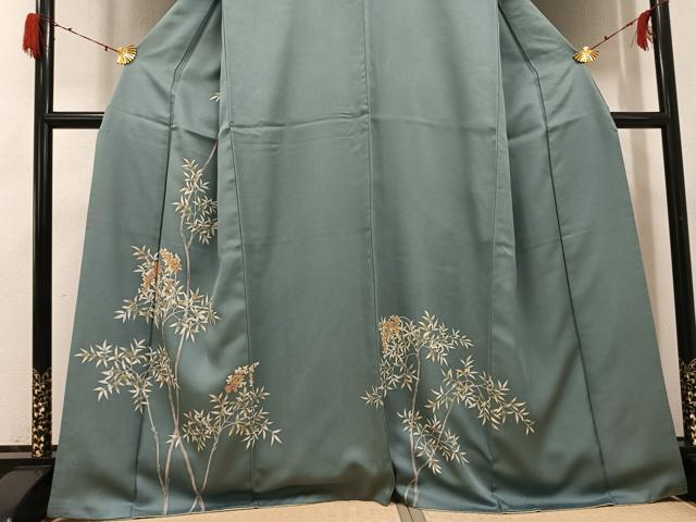 平和屋着物●訪問着 友禅 駒刺繍 枝葉文 正絹 逸品 AABH3014ph