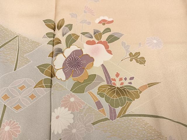 平和屋着物●訪問着 友禅 草花文 暈し染め 正絹 逸品 AABH3021ph