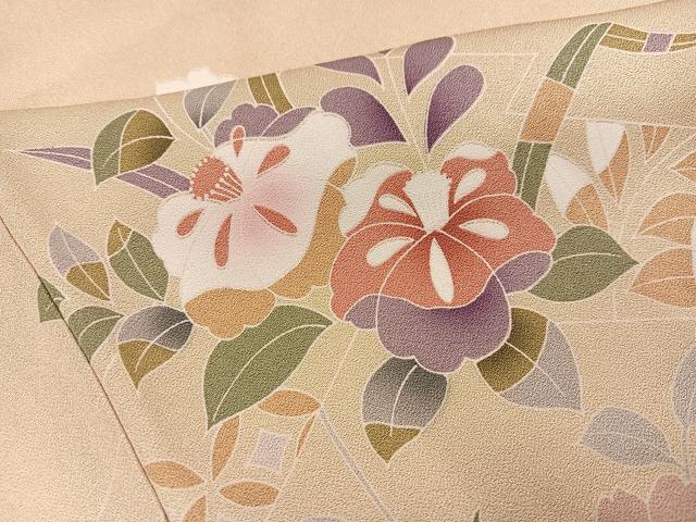 平和屋着物●訪問着 友禅 草花文 暈し染め 正絹 逸品 AABH3021ph