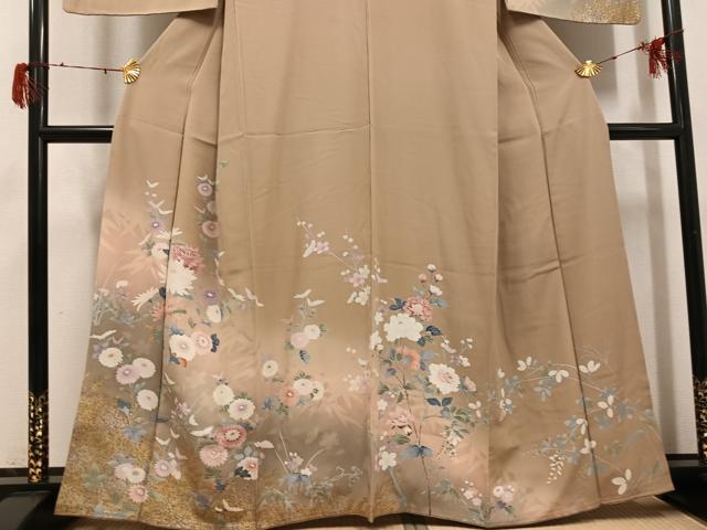 平和屋着物●訪問着 枝花文 金銀彩 鈴乃屋扱い 正絹 逸品 AABH3025ph