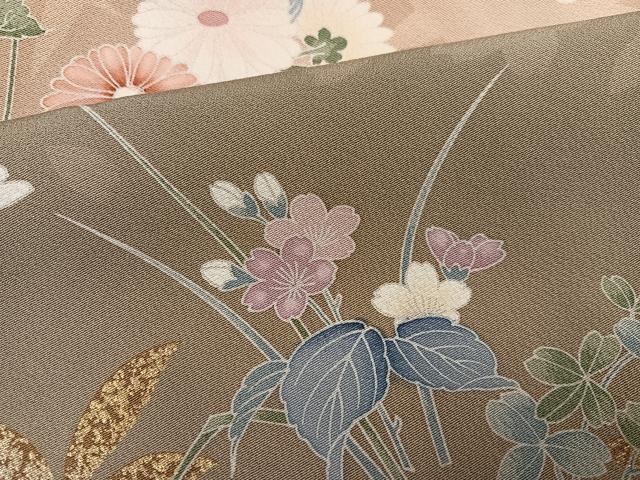 平和屋着物●訪問着 枝花文 金銀彩 鈴乃屋扱い 正絹 逸品 AABH3025ph