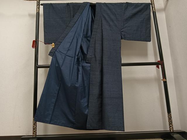 平和屋着物●男性 結城紬 アンサンブル 80亀甲 総詰め 正絹 逸品 AABH3030ph