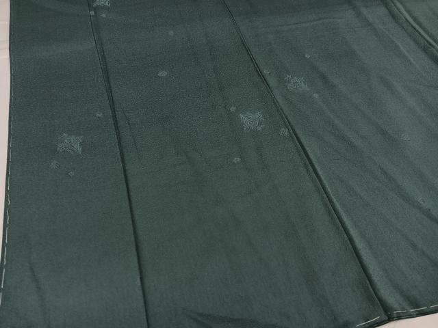 平和屋着物●上質な色無地 草花地紋 錆鉄御納戸色 正絹 逸品 未使用 AABH3032ph