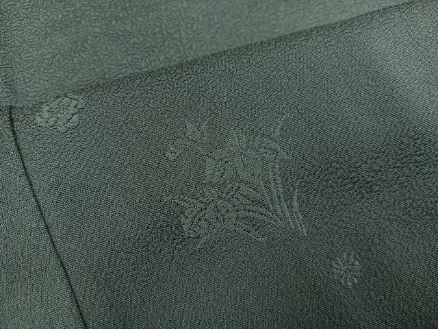 平和屋着物●上質な色無地 草花地紋 錆鉄御納戸色 正絹 逸品 未使用 AABH3032ph