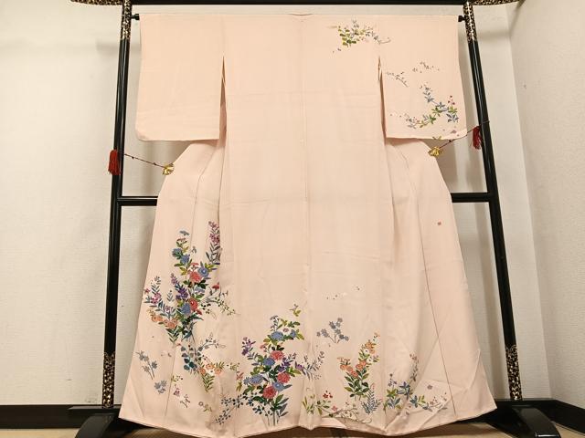 平和屋着物●訪問着 友禅 作家物 草花文 正絹 逸品 AABH3038ph