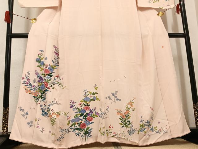 平和屋着物●訪問着 友禅 作家物 草花文 正絹 逸品 AABH3038ph