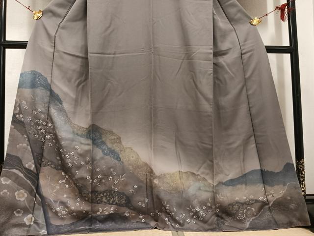 平和屋着物●訪問着 手描き 草花文 暈し染め 金彩 正絹 逸品 AABH3039ph