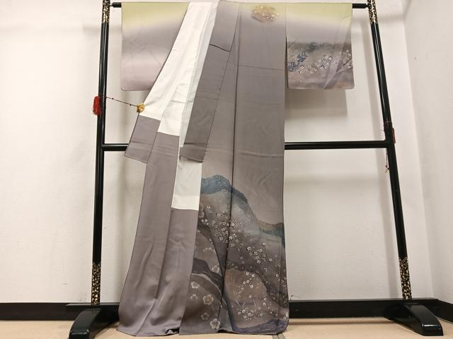 平和屋着物●訪問着 手描き 草花文 暈し染め 金彩 正絹 逸品 AABH3039ph