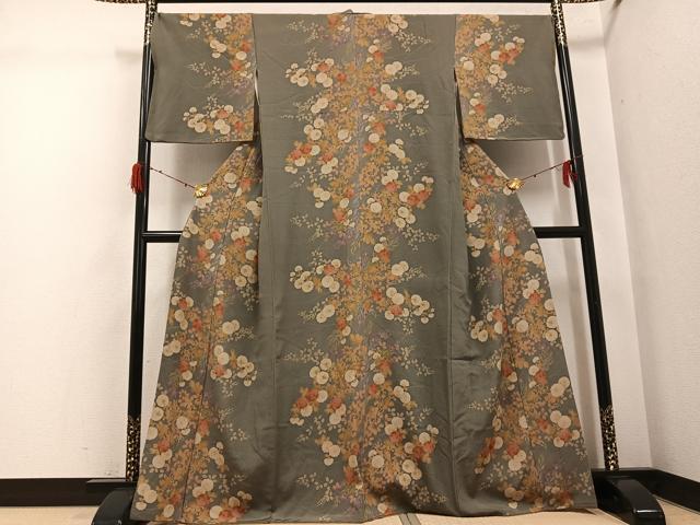 平和屋着物●訪問着 草花文 金彩 正絹 逸品 AABH3042ph
