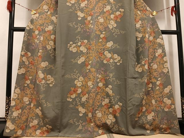 平和屋着物●訪問着 草花文 金彩 正絹 逸品 AABH3042ph