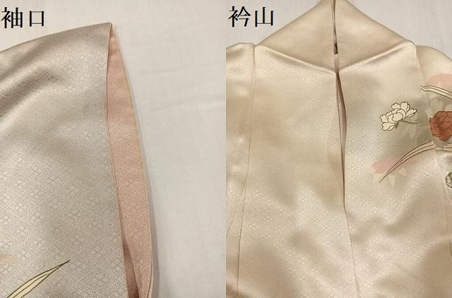 平和屋着物●訪問着 友禅 刺繍 草花文 暈し染め 金銀彩 正絹 逸品 AABH3044ph