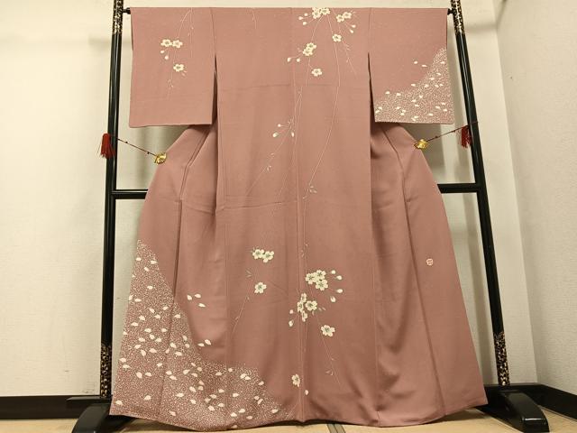 平和屋着物●人間国宝 森口華弘愛弟子 薪糊作家 坂井修 訪問着 桜文 大丸扱い 正絹 逸品 AABH3047ph