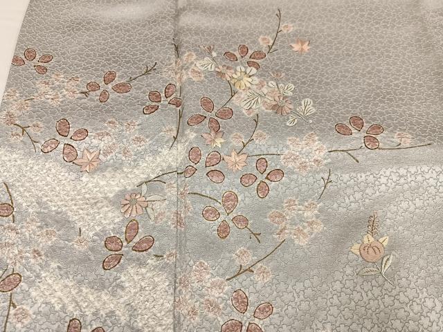 平和屋着物●訪問着 手描き 絞り 刺繍 草花文 金彩 正絹 逸品 AABH3050ph