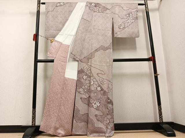 平和屋着物●訪問着 総絞り 草花文 正絹 逸品 AABH3054ph