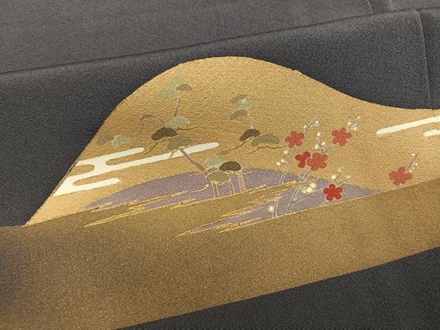 平和屋着物●豪華色留袖 友禅 作家物 駒刺繍 遠山群れ鶴草花文 暈し染め 金彩 正絹 逸品 AABH3056ph