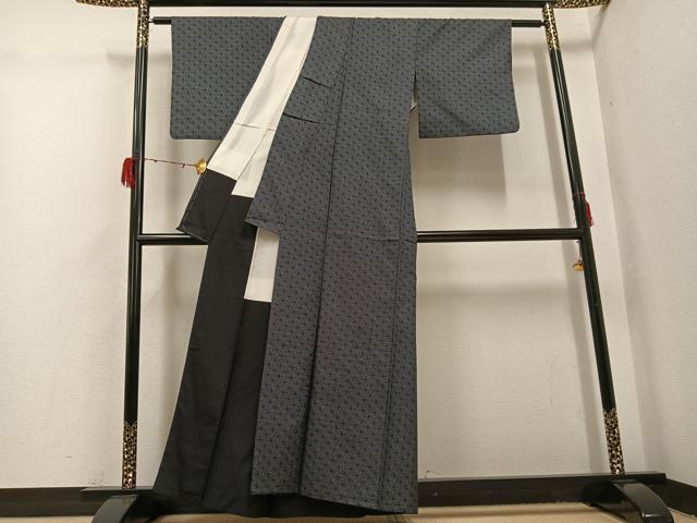 平和屋着物●お召 麻の葉文様 正絹 逸品 AABH3062ph