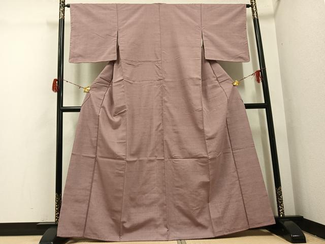平和屋着物●上質な紬 色無地 梅染色 正絹 逸品 AABH3063ph