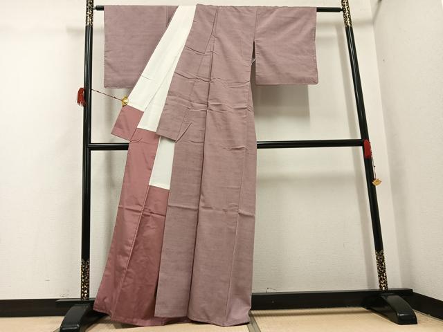 平和屋着物●上質な紬 色無地 梅染色 正絹 逸品 AABH3063ph