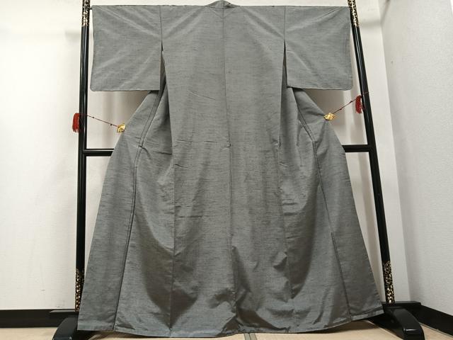 平和屋着物●上質な紬 色無地 鼠色 正絹 逸品 未使用 AABH3067ph