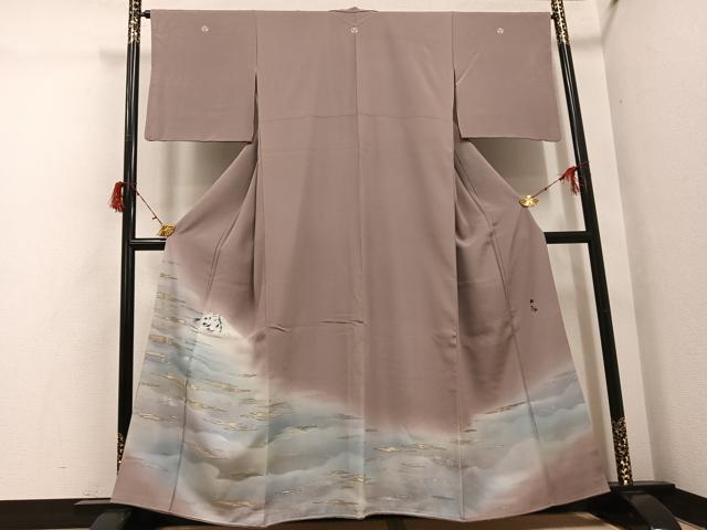 平和屋着物●近代日本画の巨匠 横山大観 じゅらく謹製 色留袖 富士山 暈し染め 金銀彩 正絹 逸品 AABH3081ph