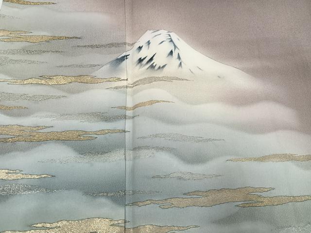 平和屋着物●近代日本画の巨匠 横山大観 じゅらく謹製 色留袖 富士山 暈し染め 金銀彩 正絹 逸品 AABH3081ph