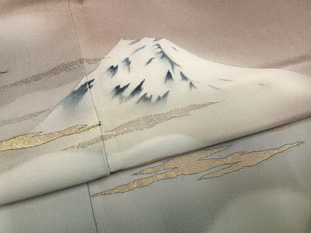 平和屋着物●近代日本画の巨匠 横山大観 じゅらく謹製 色留袖 富士山 暈し染め 金銀彩 正絹 逸品 AABH3081ph