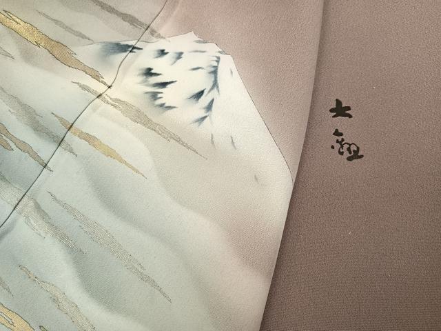 平和屋着物●近代日本画の巨匠 横山大観 じゅらく謹製 色留袖 富士山 暈し染め 金銀彩 正絹 逸品 AABH3081ph
