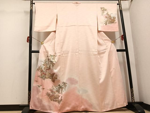 平和屋着物●訪問着 作家物 草花舟文 暈し染め 金銀彩 正絹 逸品 AABH3083ph