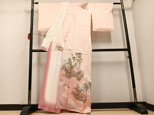 平和屋着物●訪問着 作家物 草花舟文 暈し染め 金銀彩 正絹 逸品 AABH3083ph