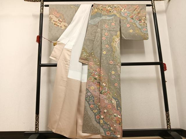 平和屋着物●訪問着 御所車花文 金彩 正絹 逸品 AABH3088ph