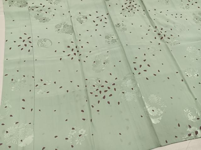 平和屋着物●長襦袢 無双仕立て 雪輪花地紋 桜花弁 正絹 逸品 AABH3089ph
