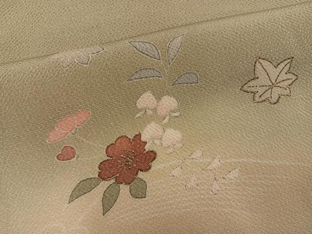 平和屋着物●訪問着 刺繍 草花文 暈し染め 金彩 鬼しぼ縮緬 銀座秀粋 たとう紙付き 正絹 逸品 AABH3099ph