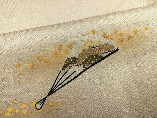 平和屋着物●訪問着 刺繍 女人舞扇花文 暈し染め 金彩 銀座秀粋 たとう紙付き 正絹 逸品 AABH3100ph