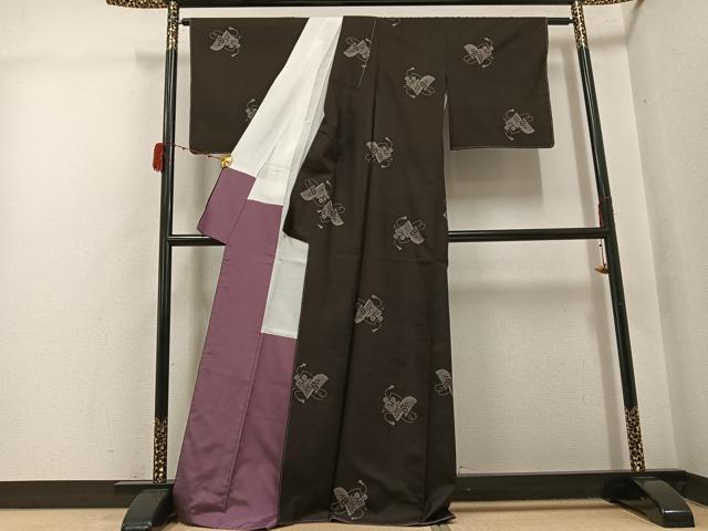 平和屋着物●本場大島紬 地空き カタス9マルキ 花冊子文 正絹 逸品 未使用 AABH3102ph