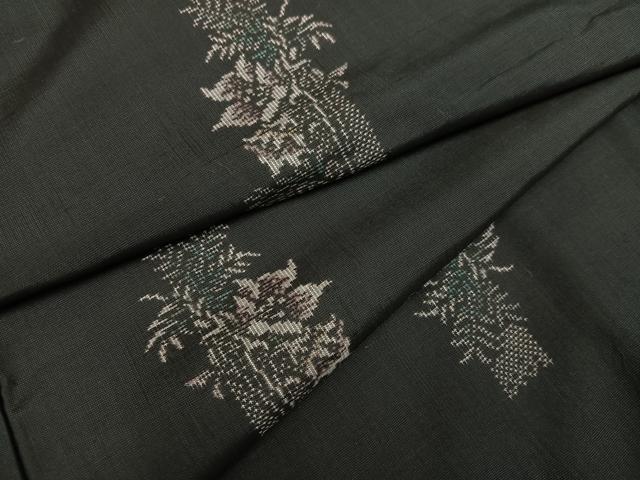 平和屋着物●本場大島紬 地空き カタス7マルキ 総絣 草花文 正絹 逸品 未使用 AABH3103ph