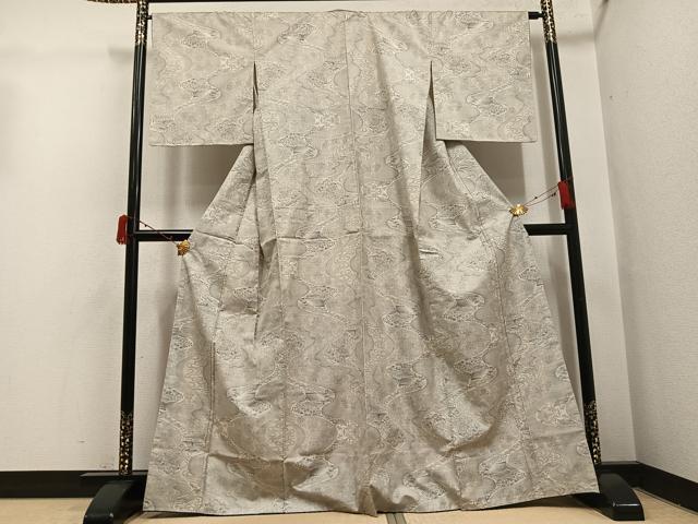 平和屋着物●本場大島紬 白大島 カタス9マルキ 流水風景草花文 正絹 逸品 未使用 AABH3105ph