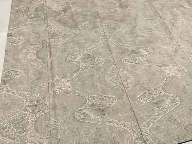 平和屋着物●本場大島紬 白大島 カタス9マルキ 流水風景草花文 正絹 逸品 未使用 AABH3105ph