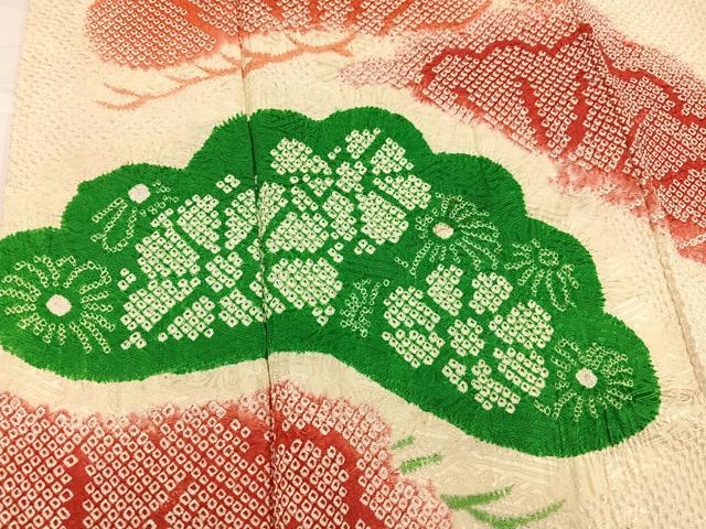 平和屋着物●豪華振袖 総絞り 松文 正絹 逸品 AABH3107ph