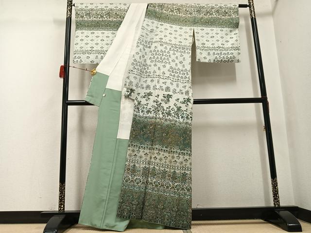 平和屋着物●訪問着 中国三大刺繍 スワトウ刺繍 汕頭刺繍 鳳凰更紗文 暈し染め 金糸 正絹 逸品 AABH3112ph